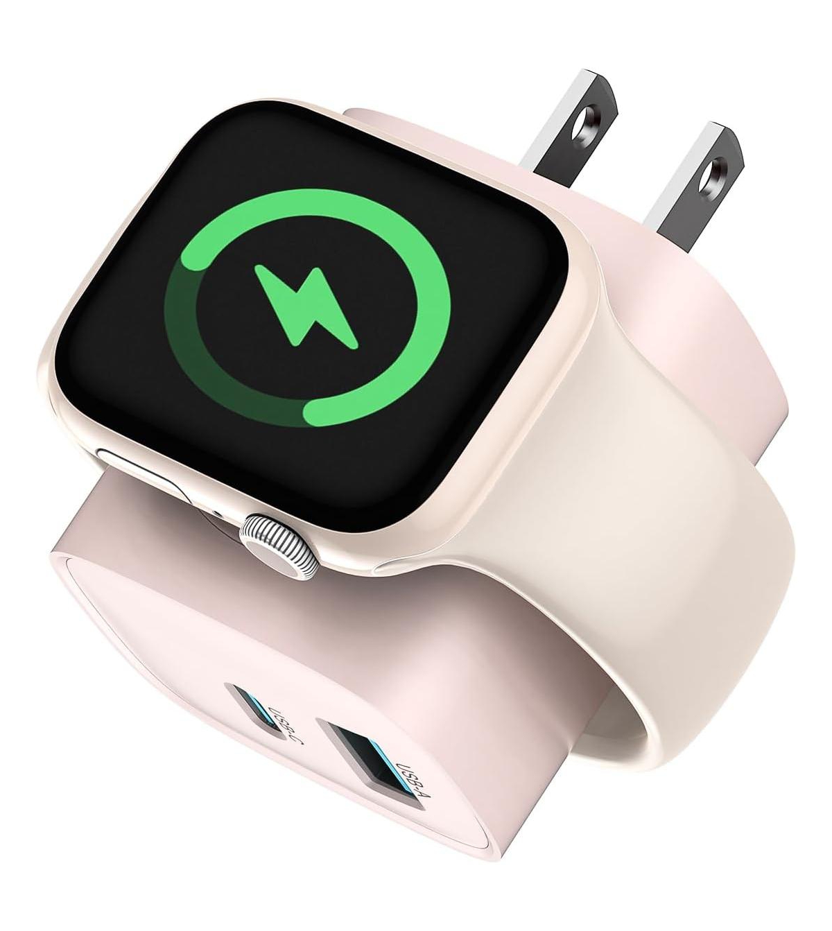 Tessan 3-in-1 Wireless 20W Usb-c Charging Block for Apple Watch, iPhone and AirPods - Pink