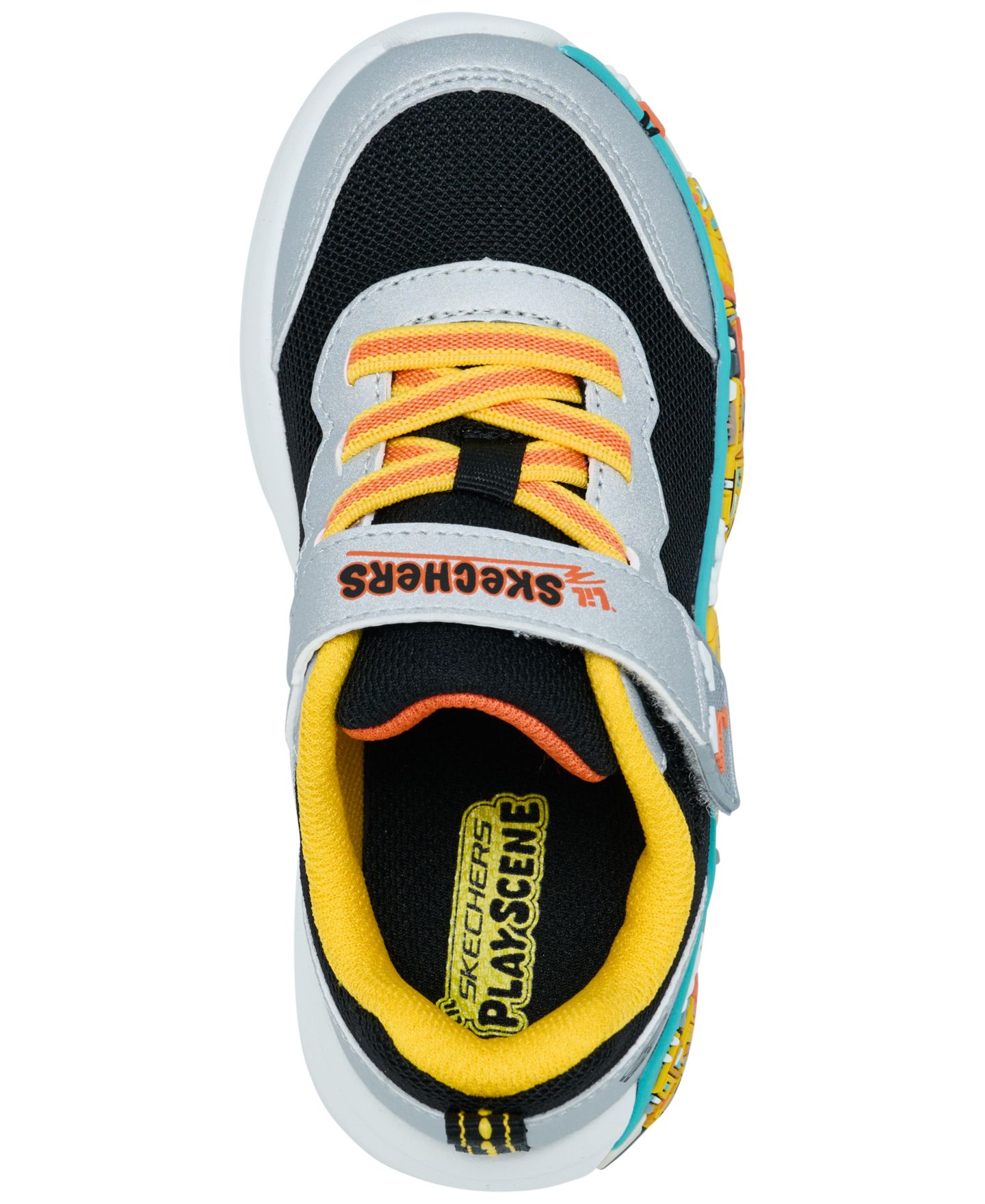 Детские высокие кроссовки Skechers Play Scene 2.0 со светящейся подошвой для мальчиков, цвет: Чёрный / Серебристый — фото 5
