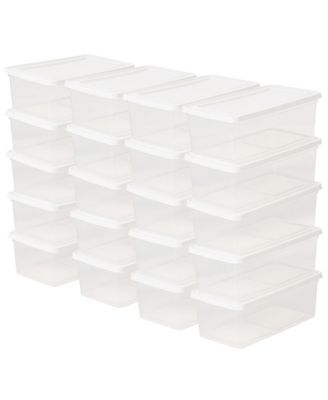Storage Bins with Lids, Stackable Clear Plastic Box, 20-Pack, 6 Qt