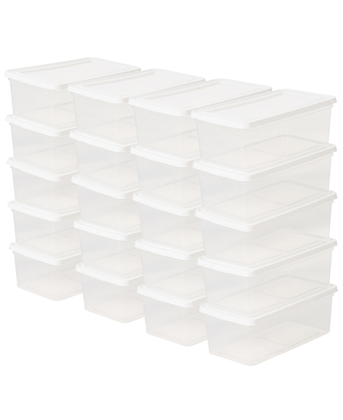 Iris Usa Storage Bins with Lids, Stackable Clear Plastic Box, 20-Pack, 6 Qt