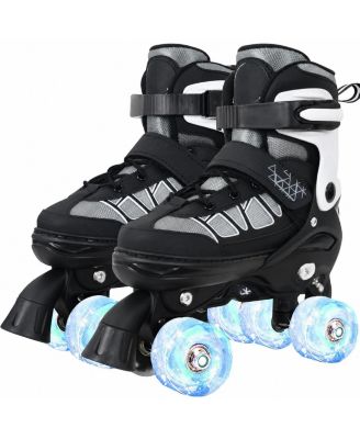 Adjustable Quad Roller Skates Light Up Wheels For Kids Beginners Outdoor Sports