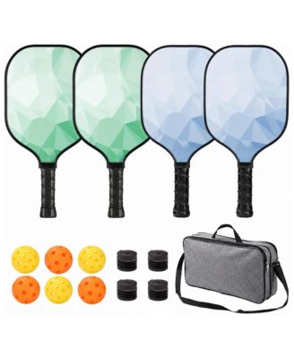 USAPA Approved 4 Pack Fiberglass Pickleball Paddles Set with Balls Grips and Bag