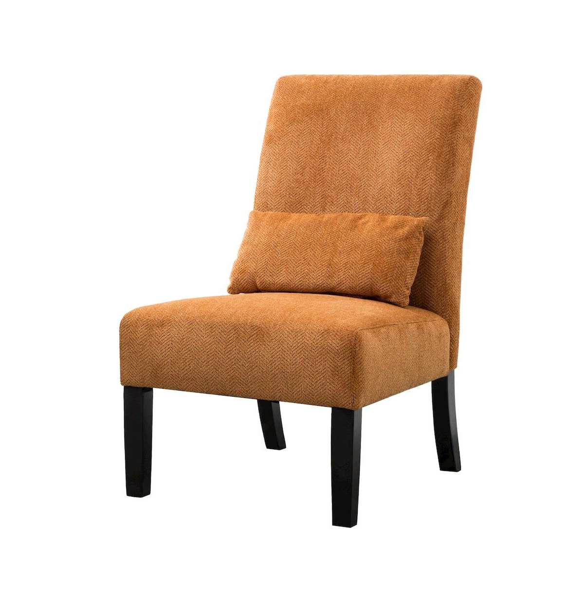 Roundhill Furniture Pisano Orange Fabric Armless Accent Chair with Matching Kidney Pillow - Orange