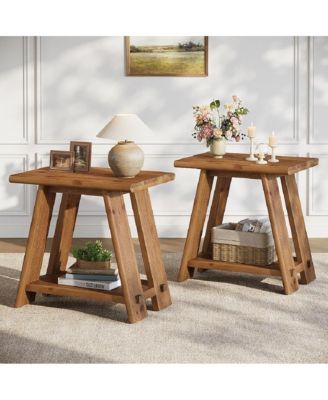 Solid Wood End Table Set of 2