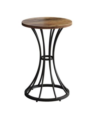Farmhouse Round Bar Table with Metal Base for Dining Room Kitchen or Living Room