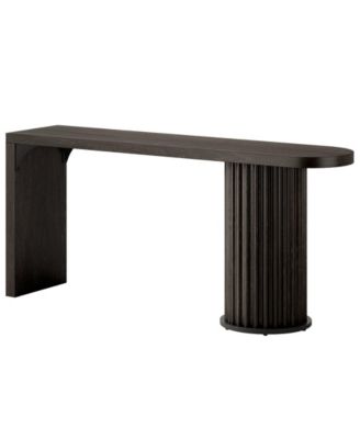 Round Bar Table with Fluted Cylindrical Base for Home Bar Kitchen and Dining Room
