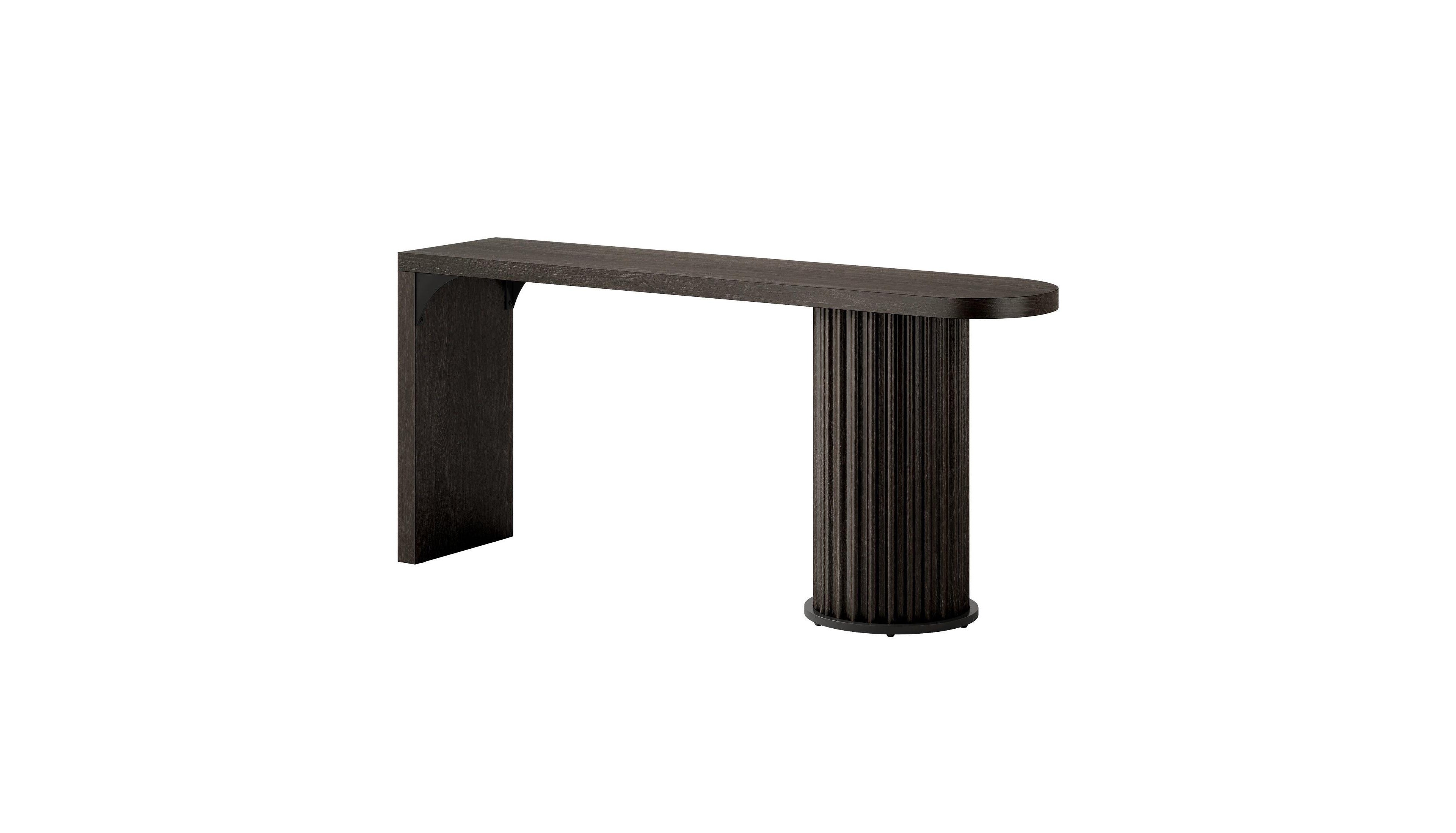 Slickblue Round Bar Table with Fluted Cylindrical Base for Home Bar Kitchen and Dining Room