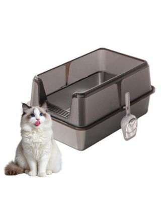 Stainless Steel Cat Litter Box with Lid and Scoop - Extra Large, High-Sided, Non-Stick, Odor Control, Easy Clean, 23.6" x 15.7" x 12.4"