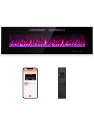 Smart WiFi Ultra-Thin Electric Fireplace, 12 Flame 12 Ember Colors, 750/1500W 5100 BTU