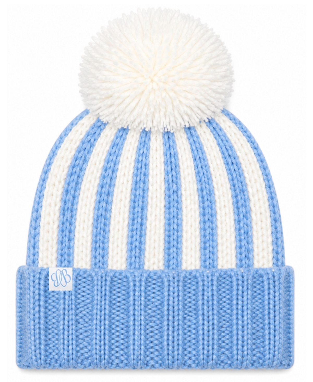 Bits & Bows Baby Girls' Regatta Stripe Oversized Pom Beanie - Blue/ivory