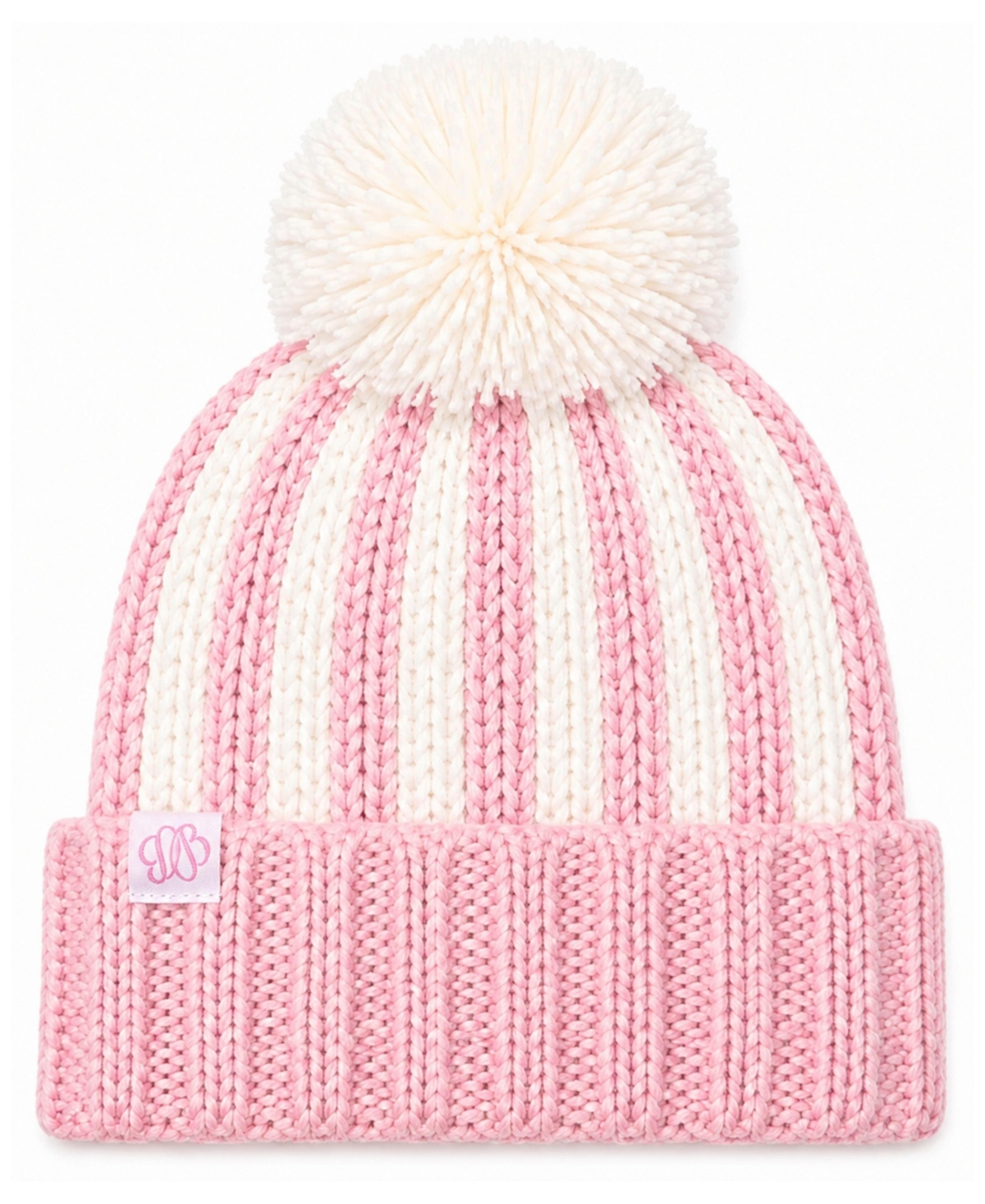 Bits & Bows Baby Girls' Regatta Stripe Oversized Pom Beanie - Pink/ivory