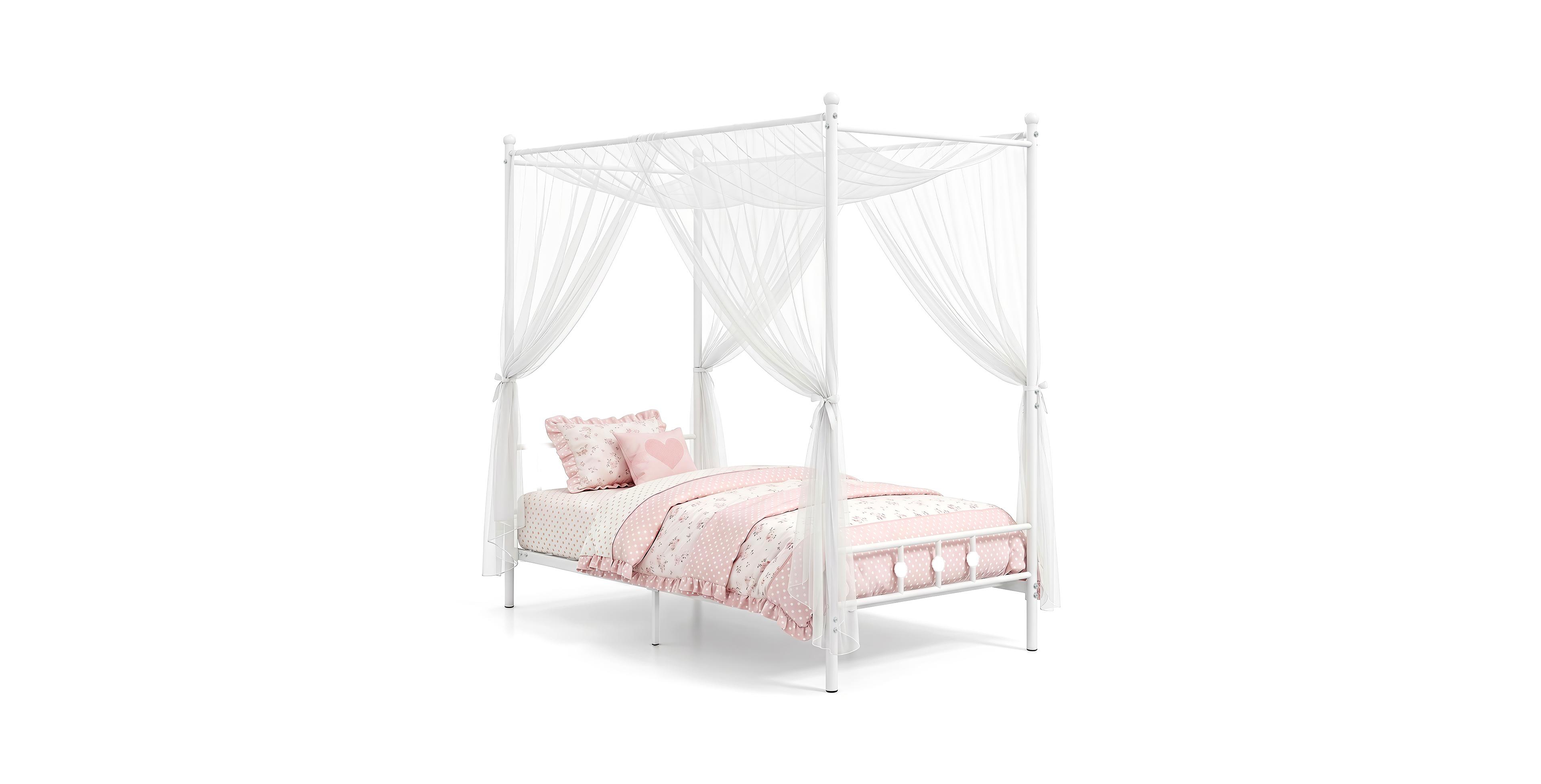 Costway Metal Canopy Bed Frame with Headboard and Footboard Metal Slat Support