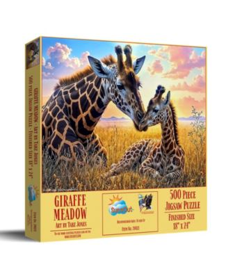 Giraffe Meadow Interlocking Random Specialty Die-Cuts 500 Pieces Jigsaw Puzzle, Ages 15+
