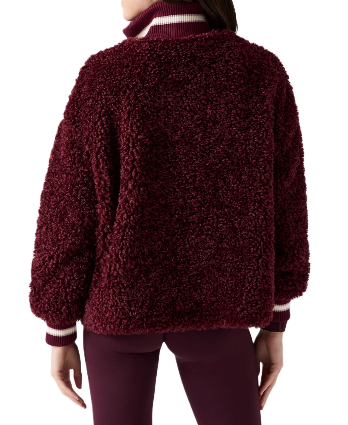 Женская куртка GUESS Muriel Faux Shearling Teddy Bomber-Collar, цвет: Красный чёрный — фото 4