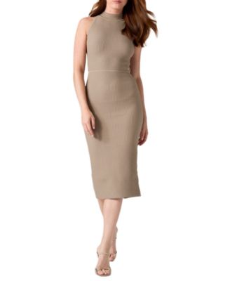 Women's Ottoman Curve Sleeveless Body-Con Midi Sweater Dress