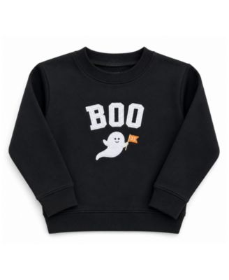 Baby Boys' and Girls' BOO Ghost Embroidered Long-Sleeve Crewneck Sweatshirt