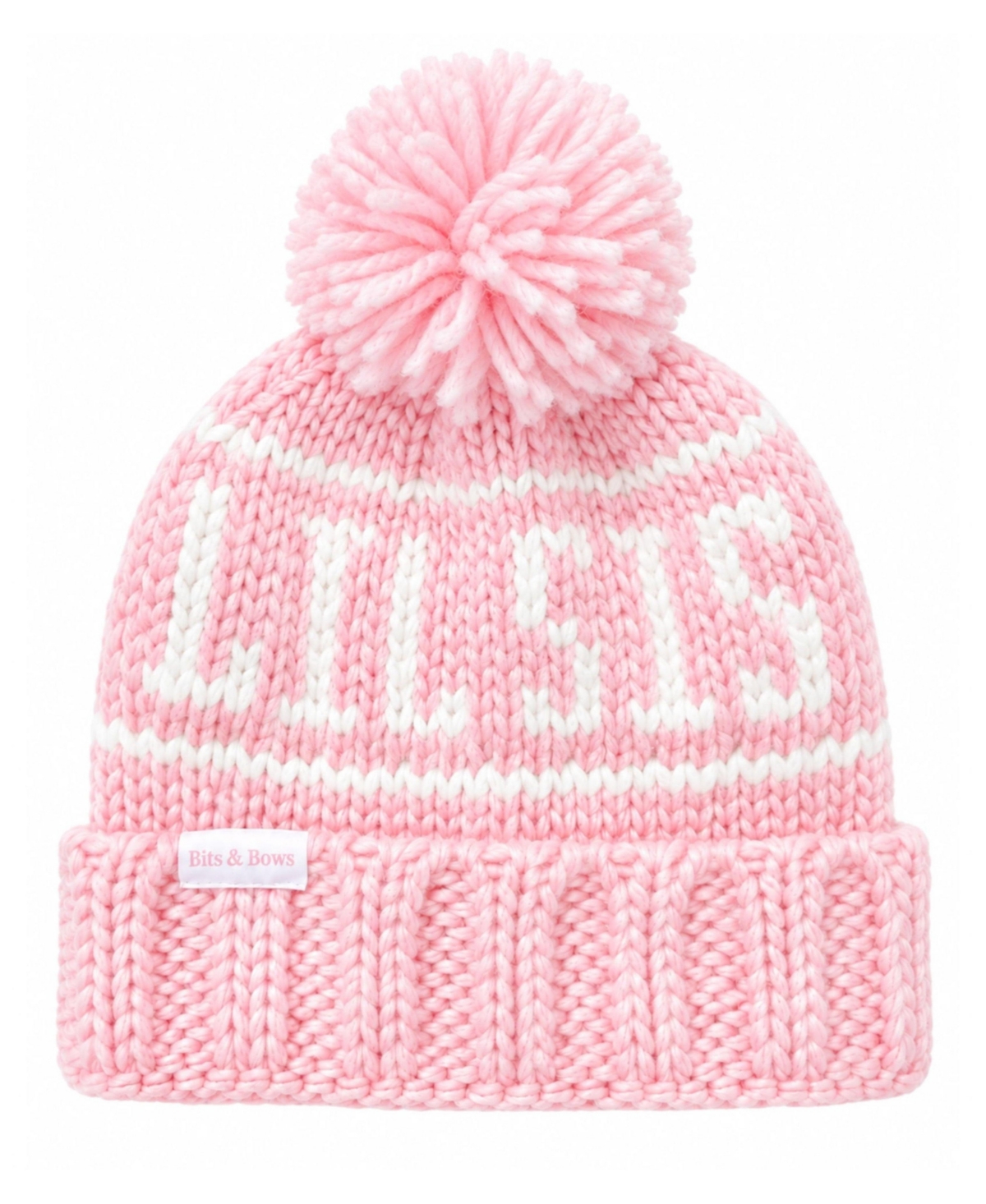 Bits & Bows Toddler Girls Lil Sis Pom-Pom Beanie - Pink/ivory