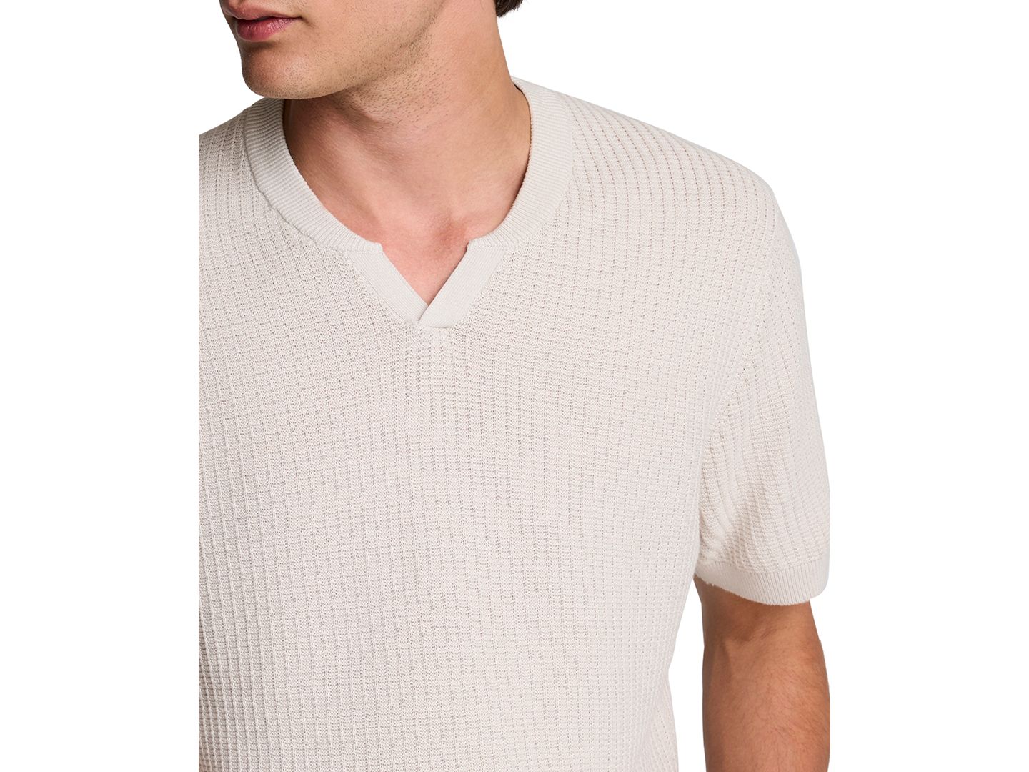Мужской свитер Kenneth Cole Johnny с коротким рукавом, вафельная вязка, цвет: Offwhite — фото 4