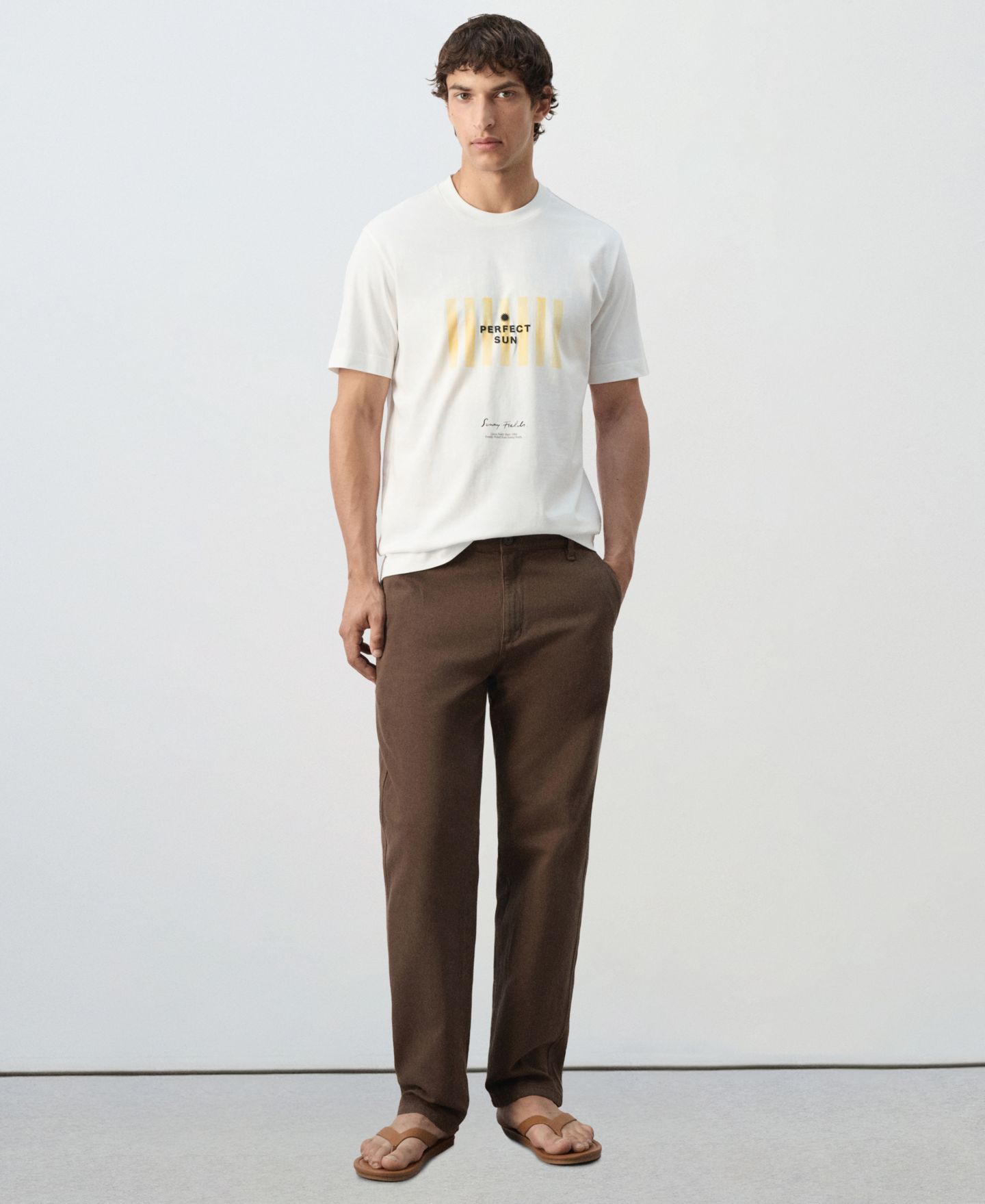 Мужская футболка Mango Graphic Regular-Fit Cotton, цвет: Белый — фото 2