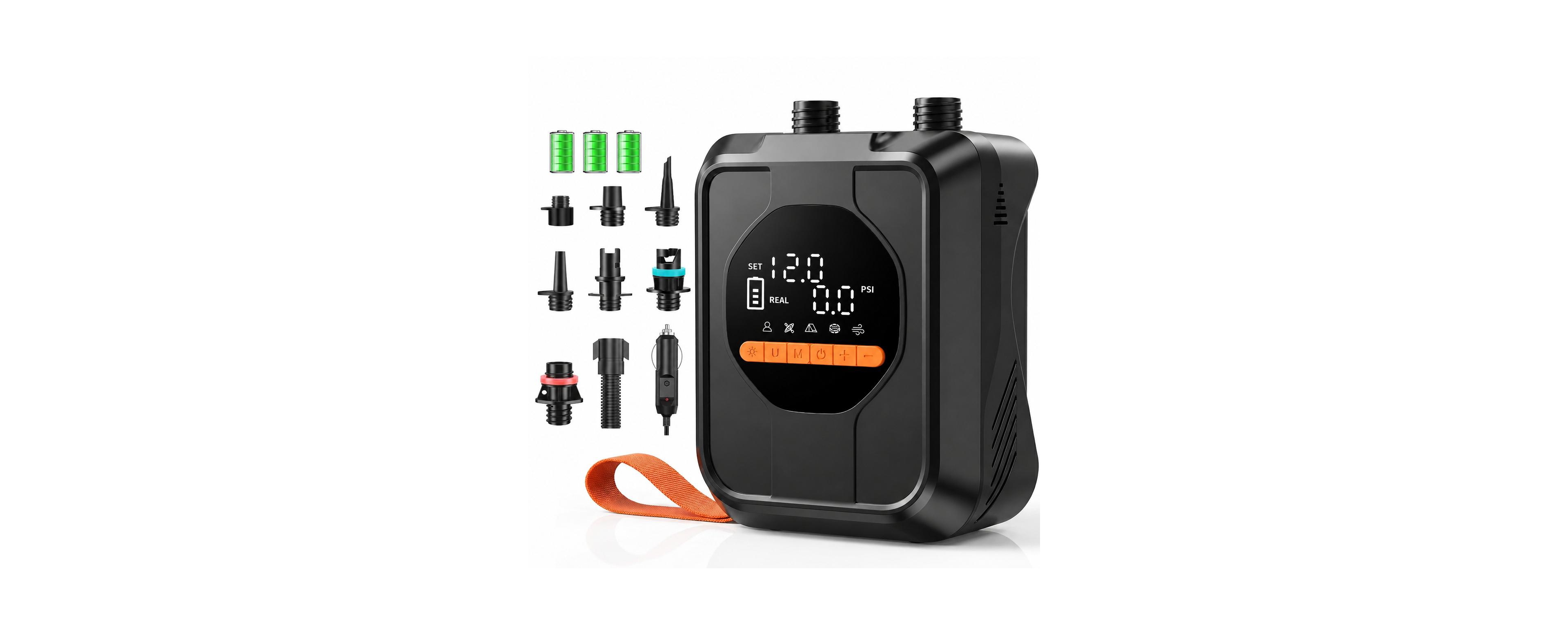 Furlihong Portable 20psi Electric Sup Pump 13500mah Rechargeable Fast Inflation Deflation 7 Nozzles For Kayaks Tents Inflatables