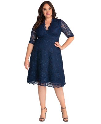 Plus Size Mademoiselle Lace Cocktail Dress with Sleeves