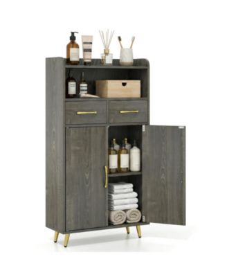 Freestanding Bathroom Storage Cabinet with Drawers and Doors