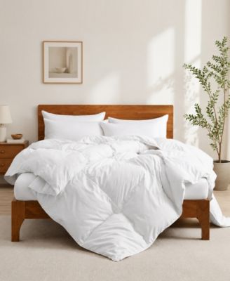 Lightweight White Goose Down Feather Fiber Comforter, King