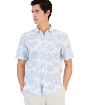 Men's Linear Geometric Print Short-Sleeve Shirt, Macy's Exclusive