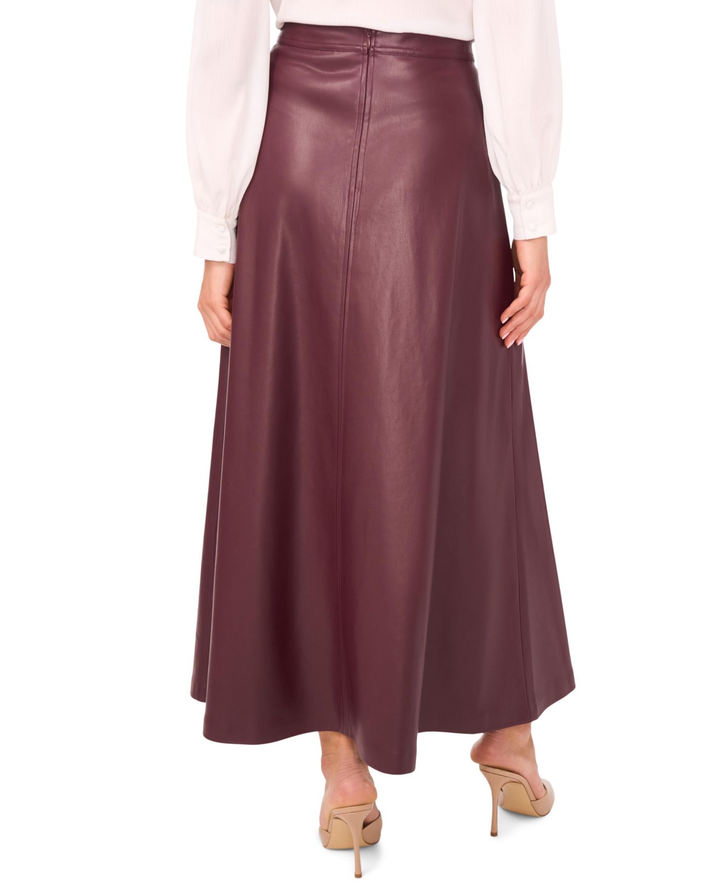 Женская юбка Vince Camuto Faux-Leather Seamed Maxi, цвет: Виноградный винный — фото 3