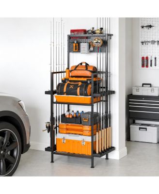 Vertical Fishing Rod Holder Pegboard Mesh Basket Storage Rack Garage Organizer