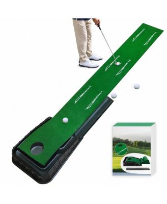 Indoor Golf Putting Green Mat Auto Ball Return Alignment Guides Practice Training Aid