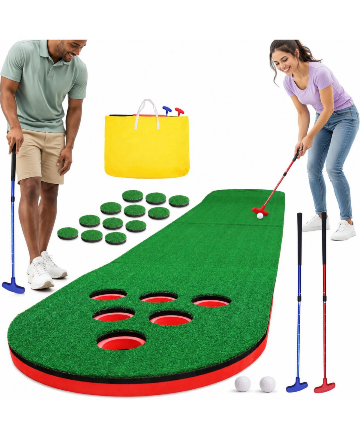 10ft Mini Golf Putting Game Set With 2 Putters Indoor Outdoor Party Fun
