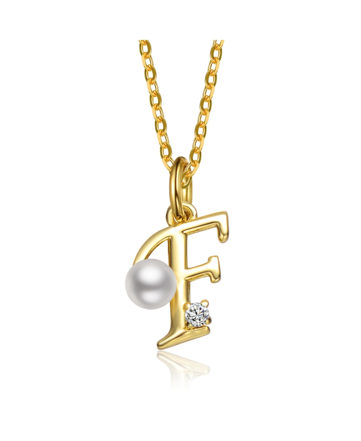GiGiGirl Kids/Teens Personalized 14K Gold Plated Initial Pearl Pendant Necklace - Gold F
