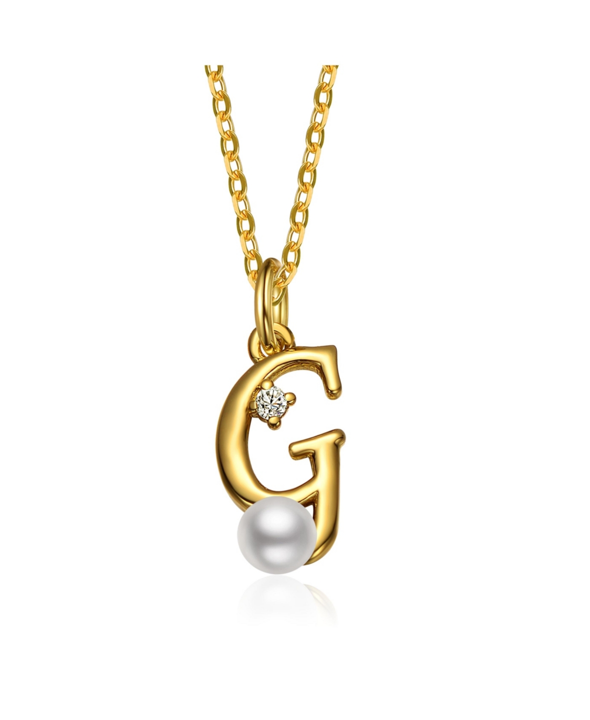 GiGiGirl Kids/Teens Personalized 14K Gold Plated Initial Pearl Pendant Necklace - Gold G