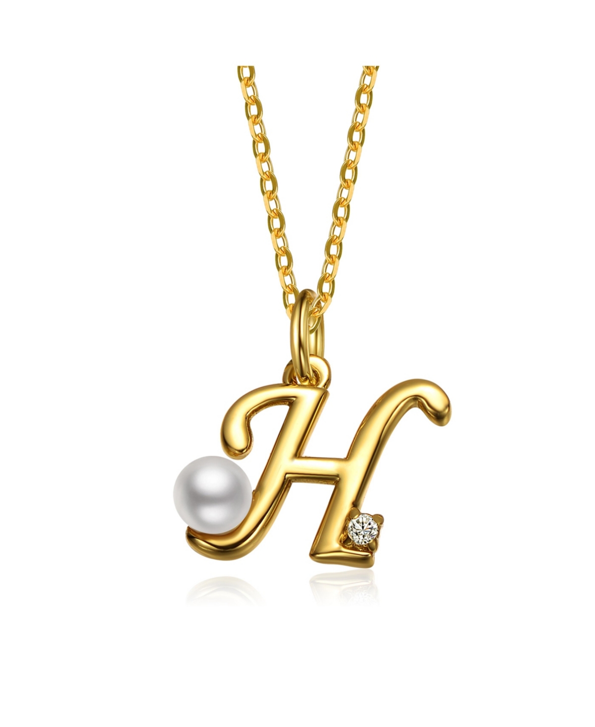 GiGiGirl Kids/Teens Personalized 14K Gold Plated Initial Pearl Pendant Necklace - Gold H