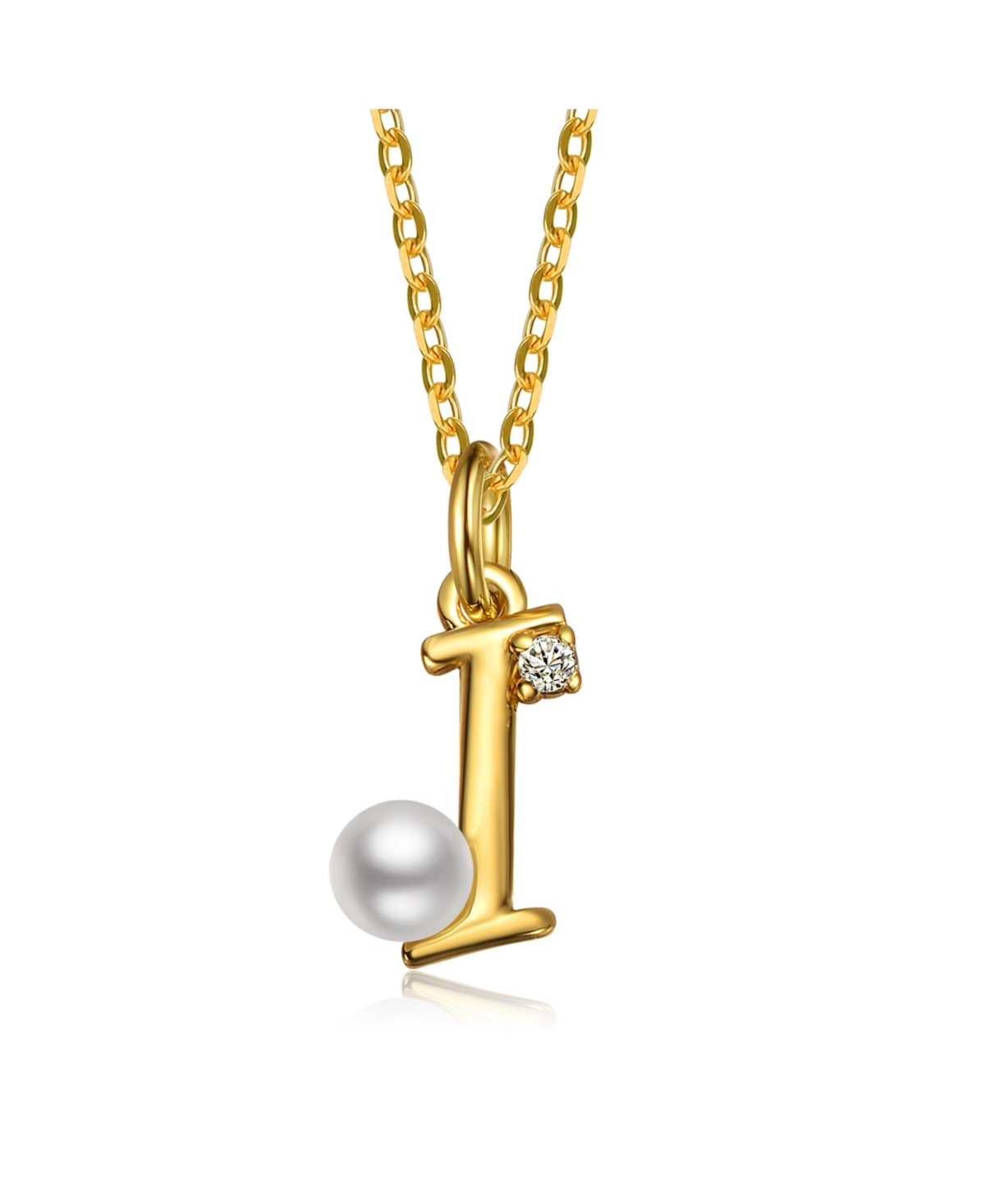 GiGiGirl Kids/Teens Personalized 14K Gold Plated Initial Pearl Pendant Necklace - Gold I