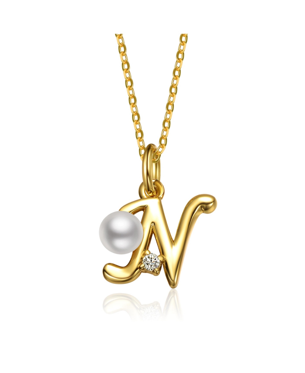 GiGiGirl Kids/Teens Personalized 14K Gold Plated Initial Pearl Pendant Necklace - Gold N
