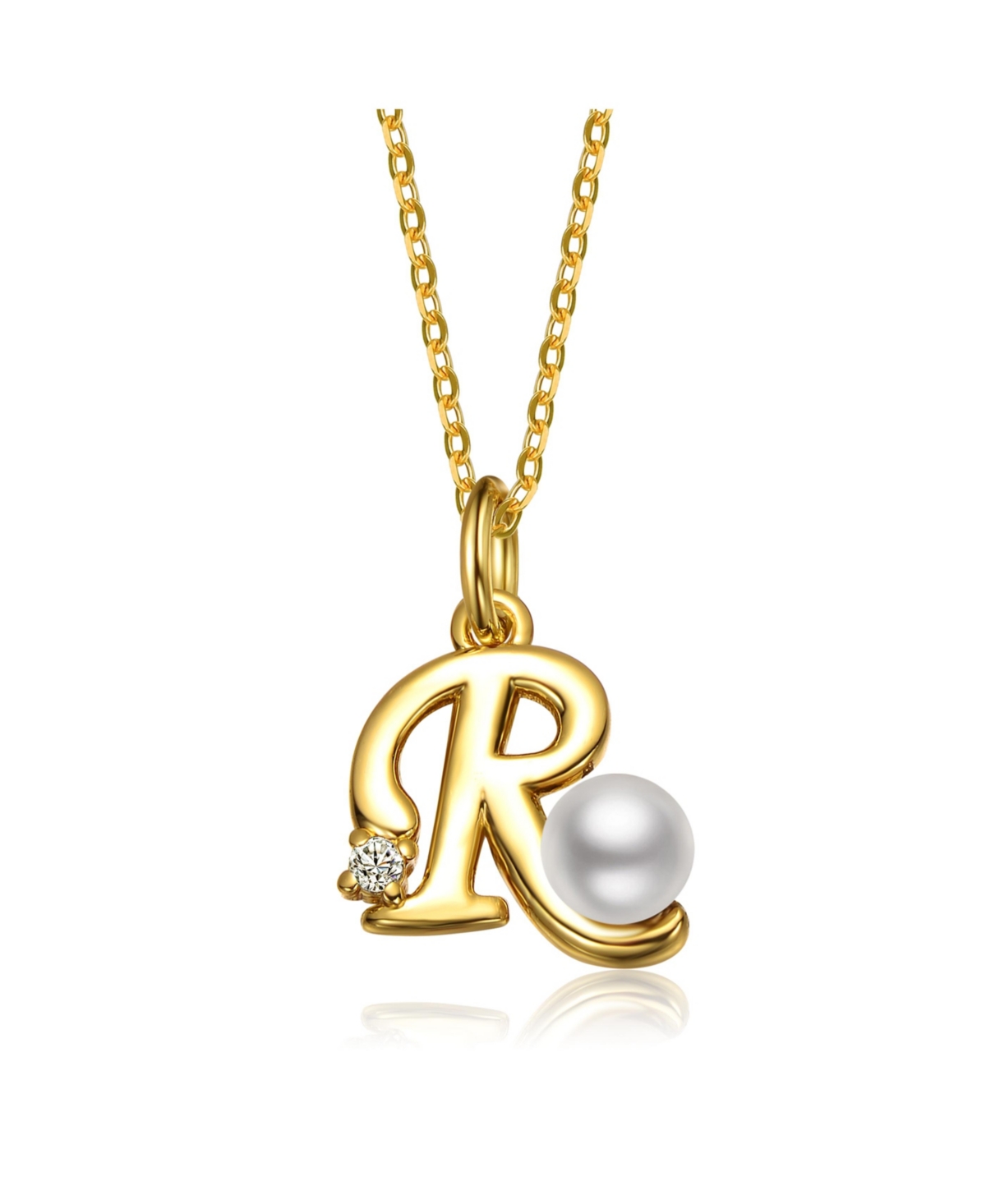 GiGiGirl Kids/Teens Personalized 14K Gold Plated Initial Pearl Pendant Necklace - Gold R