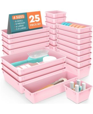 Clear Plastic Drawer Organizer Bins 25 Pack Stackable Storage Set