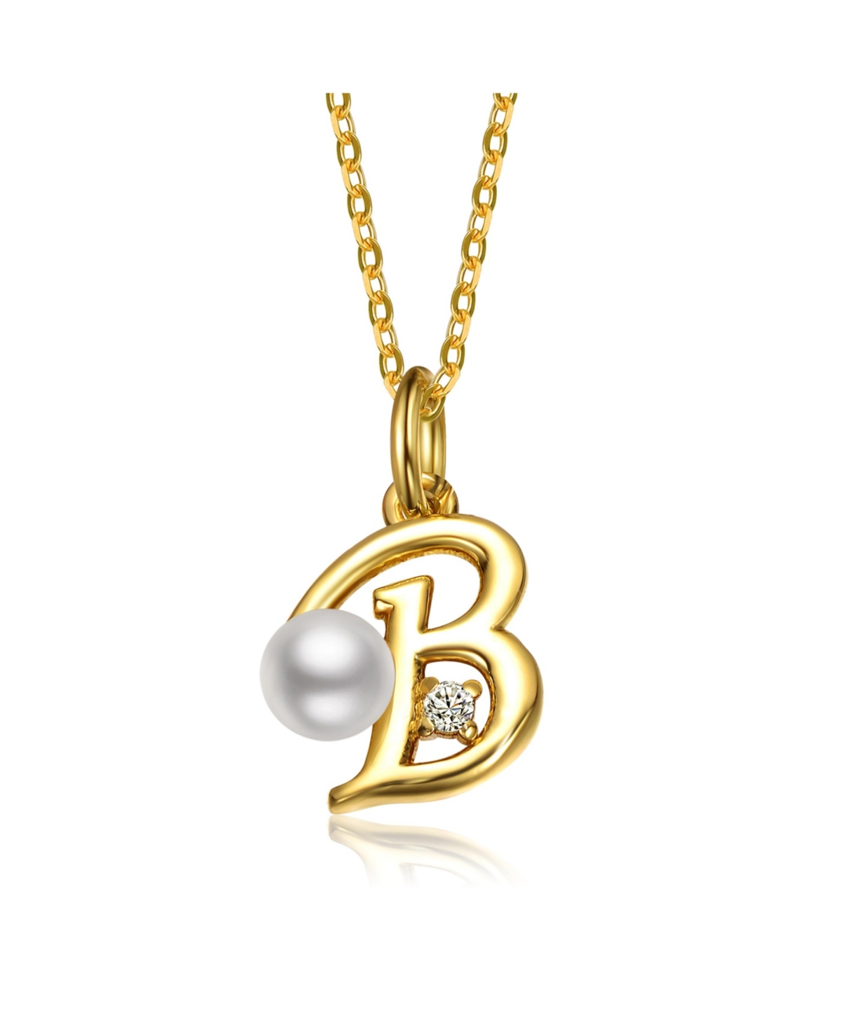GiGiGirl Kids/Teens Personalized 14K Gold Plated Initial Pearl Pendant Necklace - Gold B