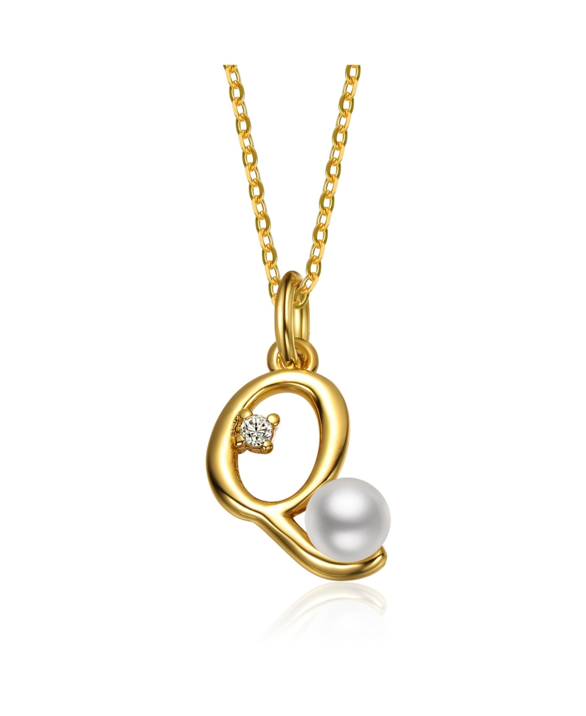 GiGiGirl Kids/Teens Personalized 14K Gold Plated Initial Pearl Pendant Necklace - Gold Q