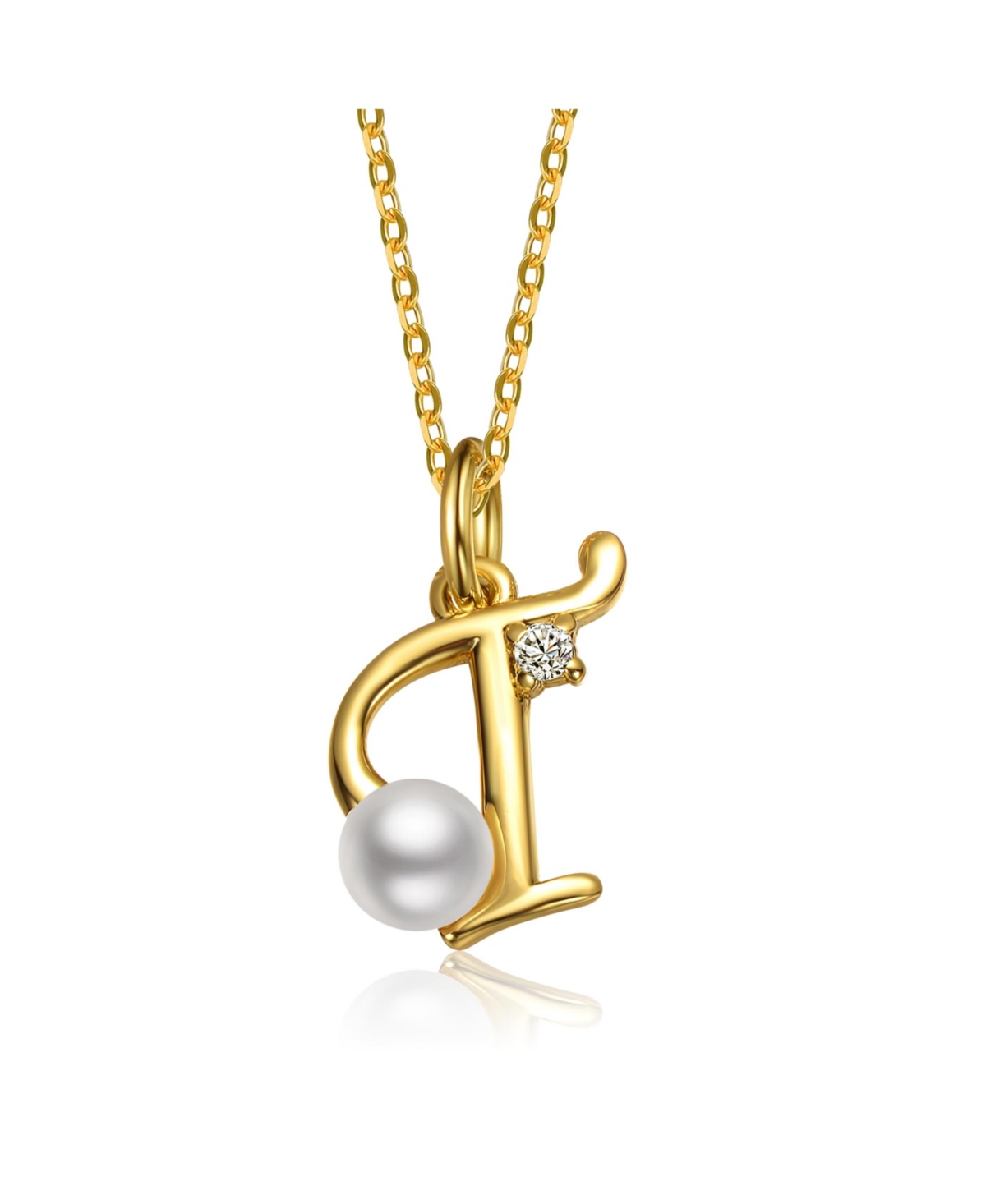 GiGiGirl Kids/Teens Personalized 14K Gold Plated Initial Pearl Pendant Necklace - Gold T