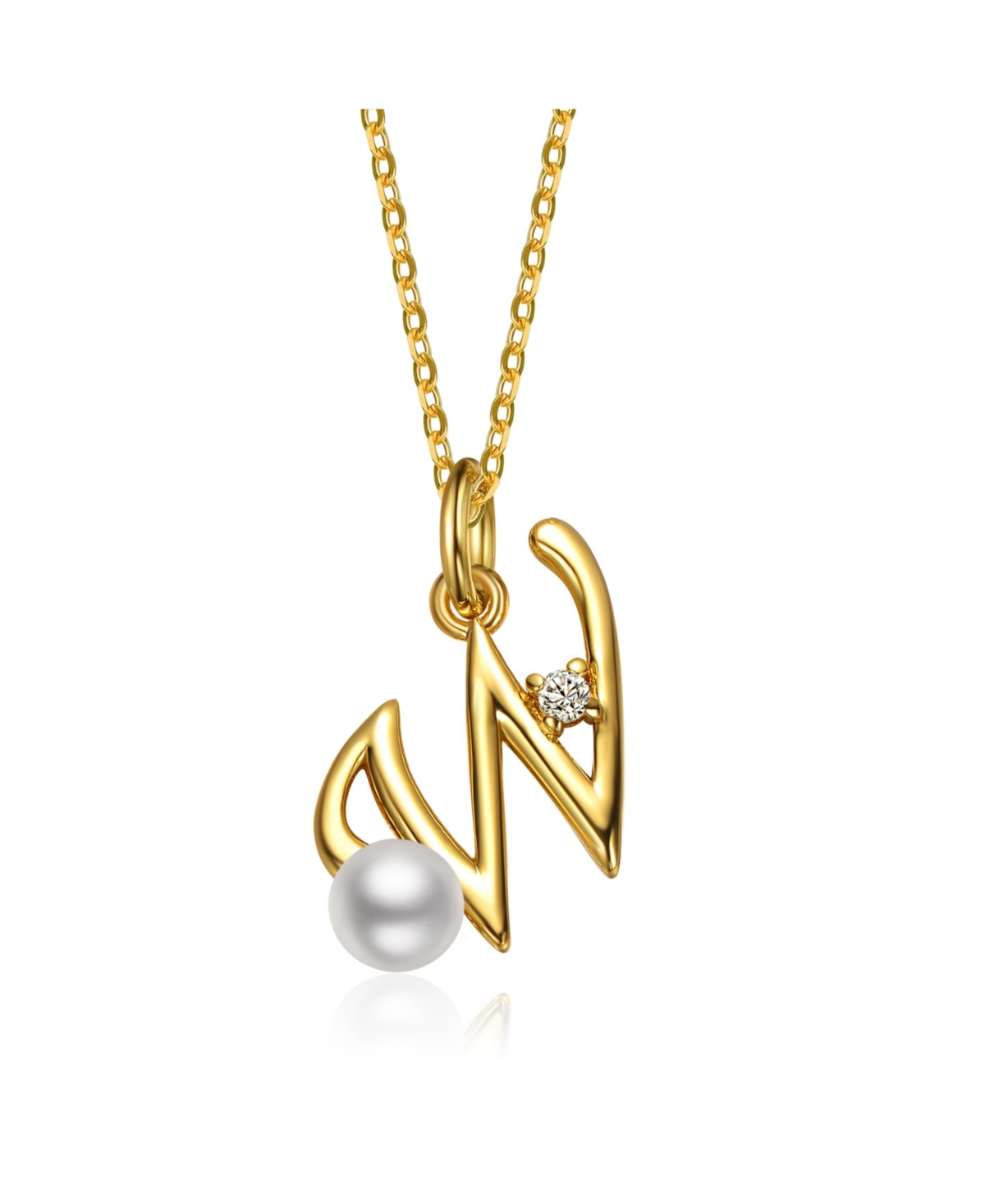GiGiGirl Kids/Teens Personalized 14K Gold Plated Initial Pearl Pendant Necklace - Gold W