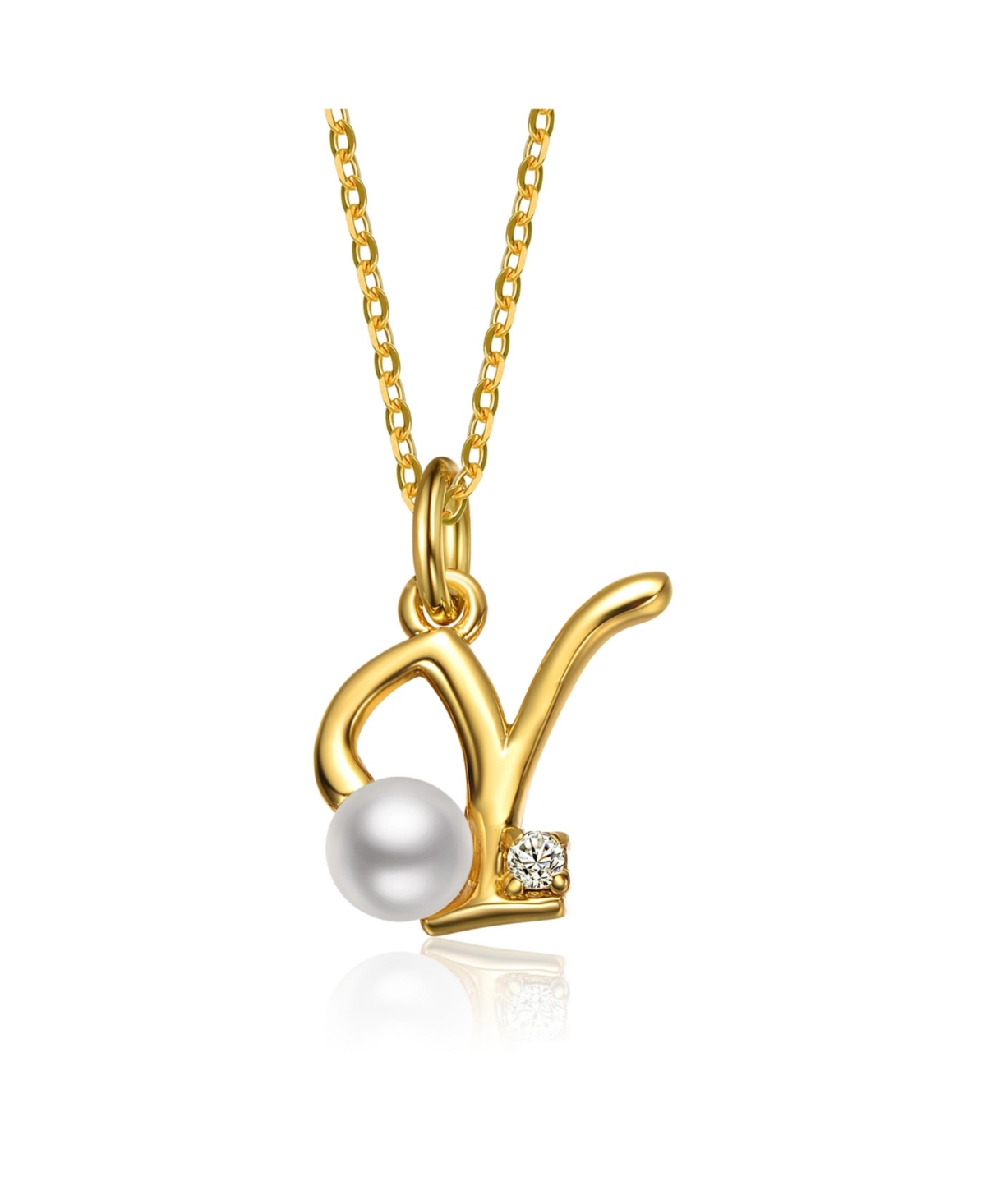 GiGiGirl Kids/Teens Personalized 14K Gold Plated Initial Pearl Pendant Necklace - Gold Y