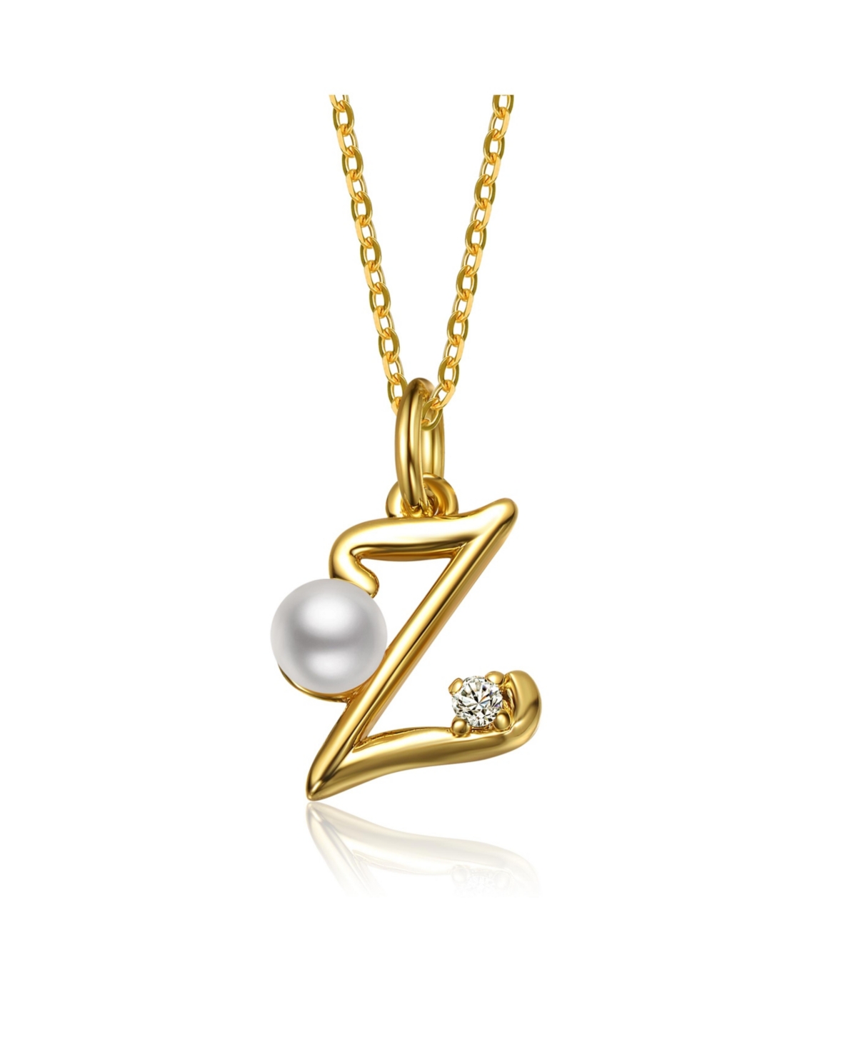 GiGiGirl Kids/Teens Personalized 14K Gold Plated Initial Pearl Pendant Necklace - Gold Z