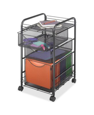 Steel Mesh Filing Cabinet Cart with Drawers and Rolling Wheels