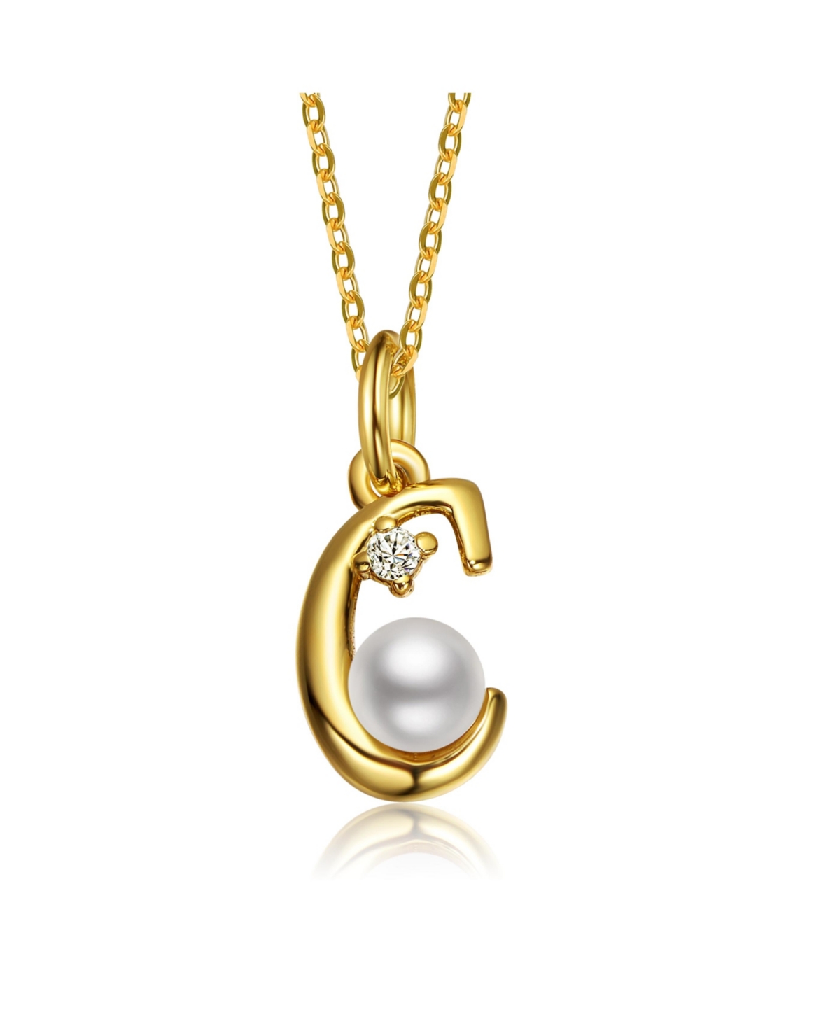 GiGiGirl Kids/Teens Personalized 14K Gold Plated Initial Pearl Pendant Necklace - Gold C