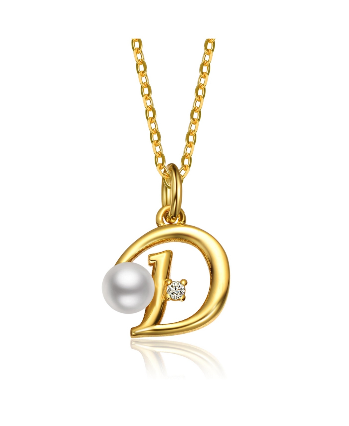 GiGiGirl Kids/Teens Personalized 14K Gold Plated Initial Pearl Pendant Necklace - Gold D