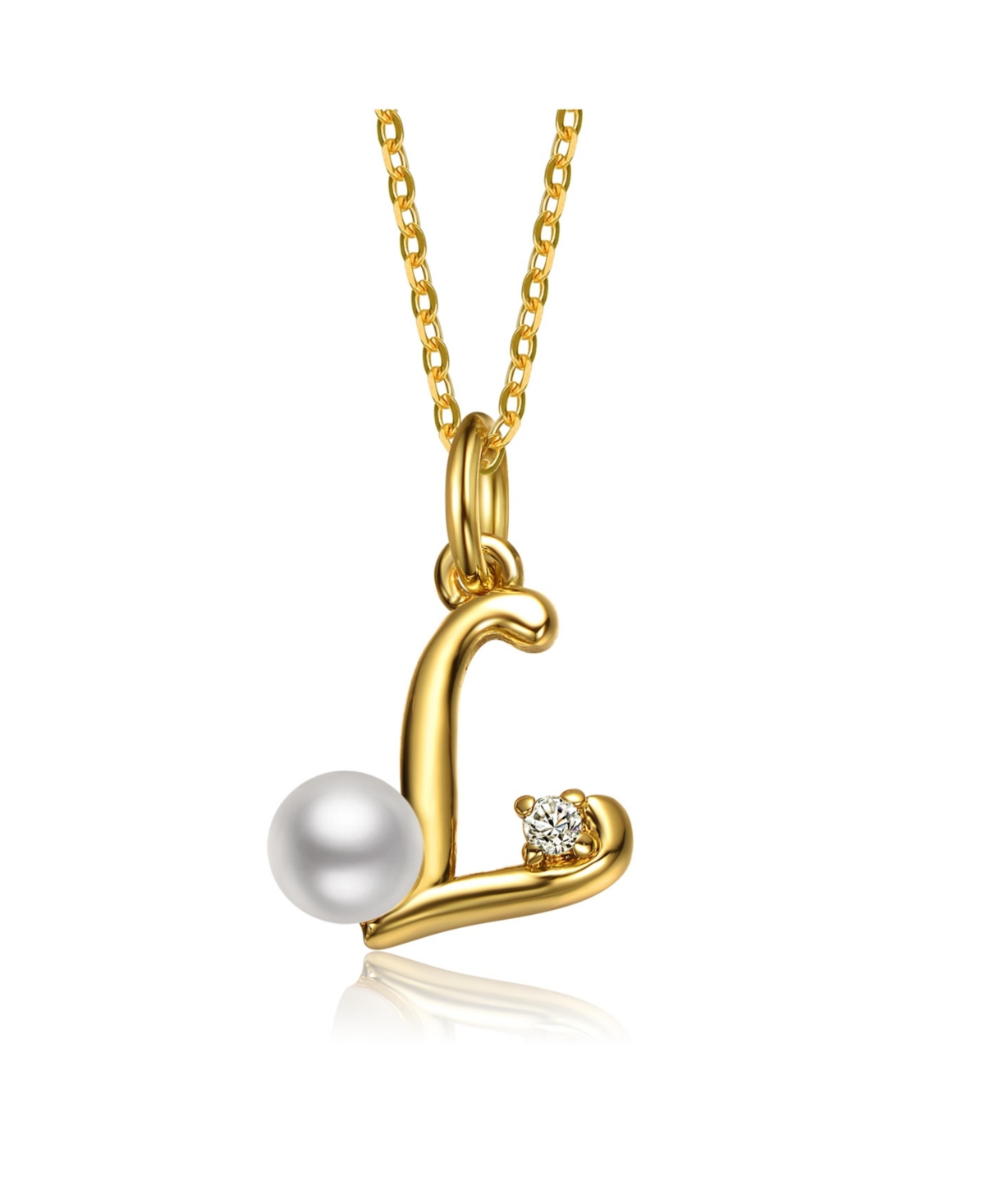 GiGiGirl Kids/Teens Personalized 14K Gold Plated Initial Pearl Pendant Necklace - Gold L