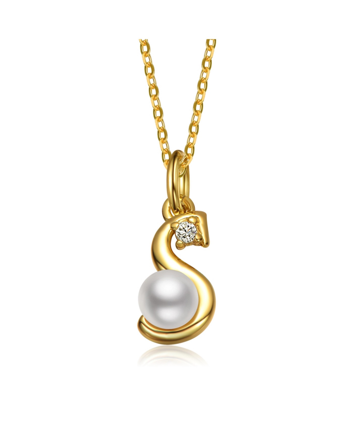 GiGiGirl Kids/Teens Personalized 14K Gold Plated Initial Pearl Pendant Necklace - Gold S